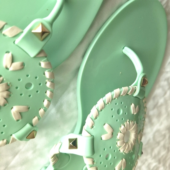 JACK ROGERS Women's Seafoam Green Georgica Jelly Boho Thong Sandals Size 8 - Picture 10 of 12